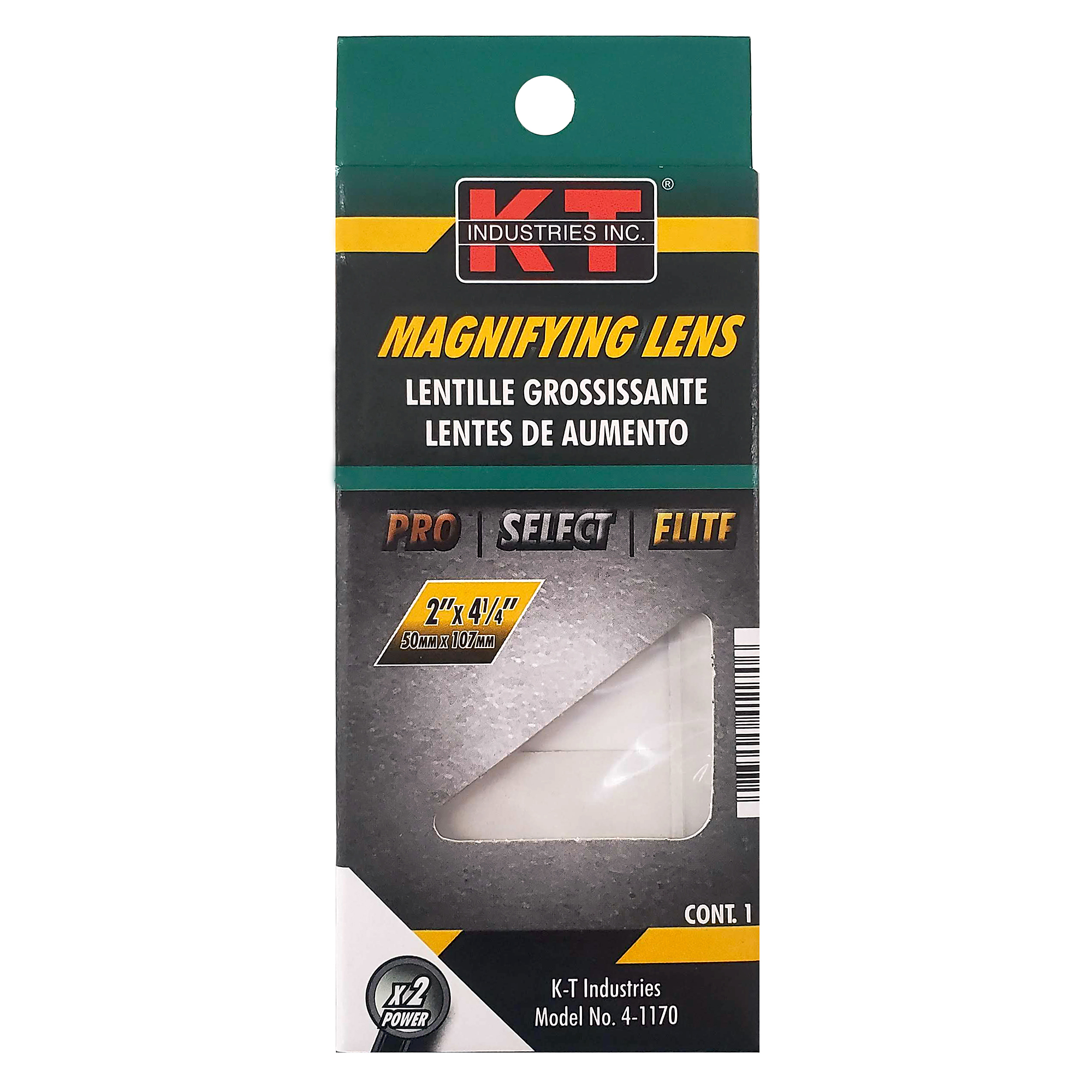 K-T Industries Magnifier Lens — 2in. x 4 1/4in., 2.0 Magnification, Scratch-Resistant, Model# 4-1170